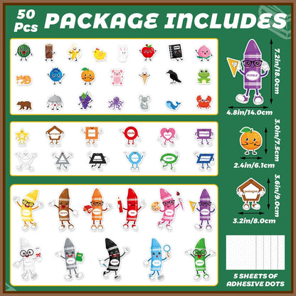 Colorful Classroom Cutouts Shapes Animals Crayons Decorations - Image 6