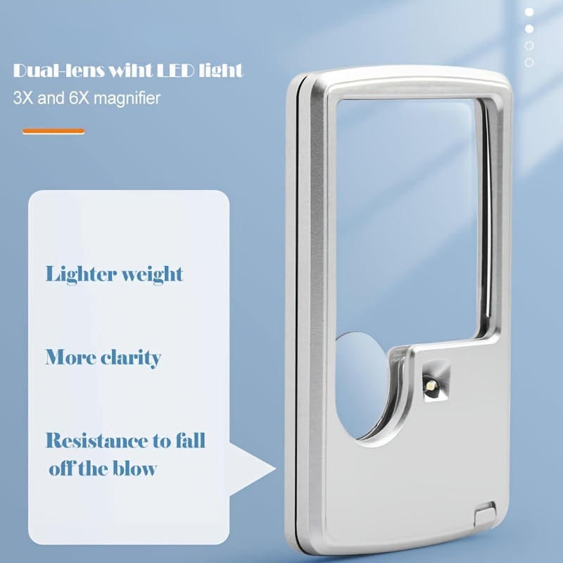 Credit Card Portable LED Magnifier Reading Bright Silver - Image 9