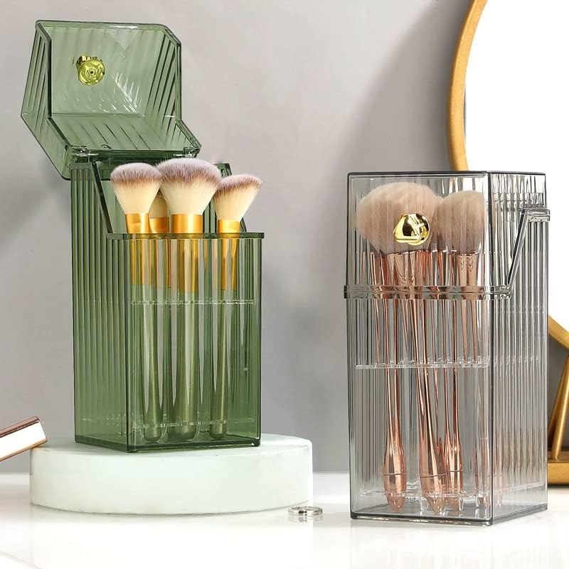 Desk Organiser Cosmetic Organizer Makeup Brush Holder Translucent Box - Image 1