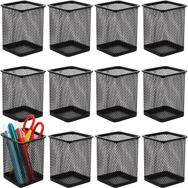 Desk Organiser Organizer Pencil Holder Black Metal Mesh Pen Pot - Image 5