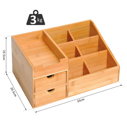 Desk Organiser Organizer with Drawers Bamboo Office - Image 1