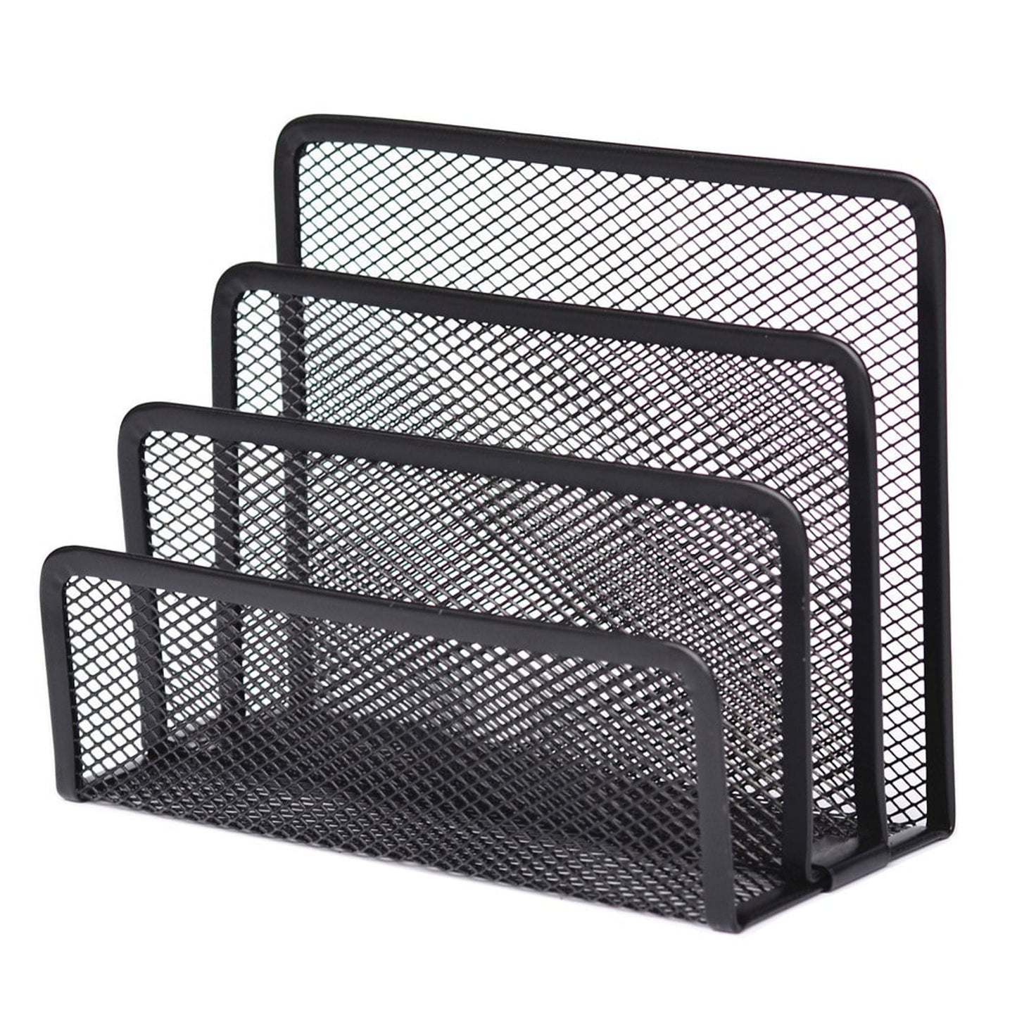 Desk Organizer Black Mesh Tiered Letter Sorter 3-Tier - Image 2
