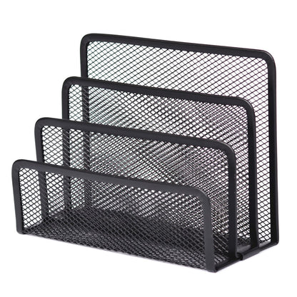 Desk Organizer Black Mesh Tiered Letter Sorter 3-Tier - Image 2