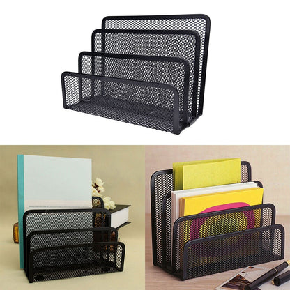 Desk Organizer Black Mesh Tiered Letter Sorter 3-Tier - Image 5