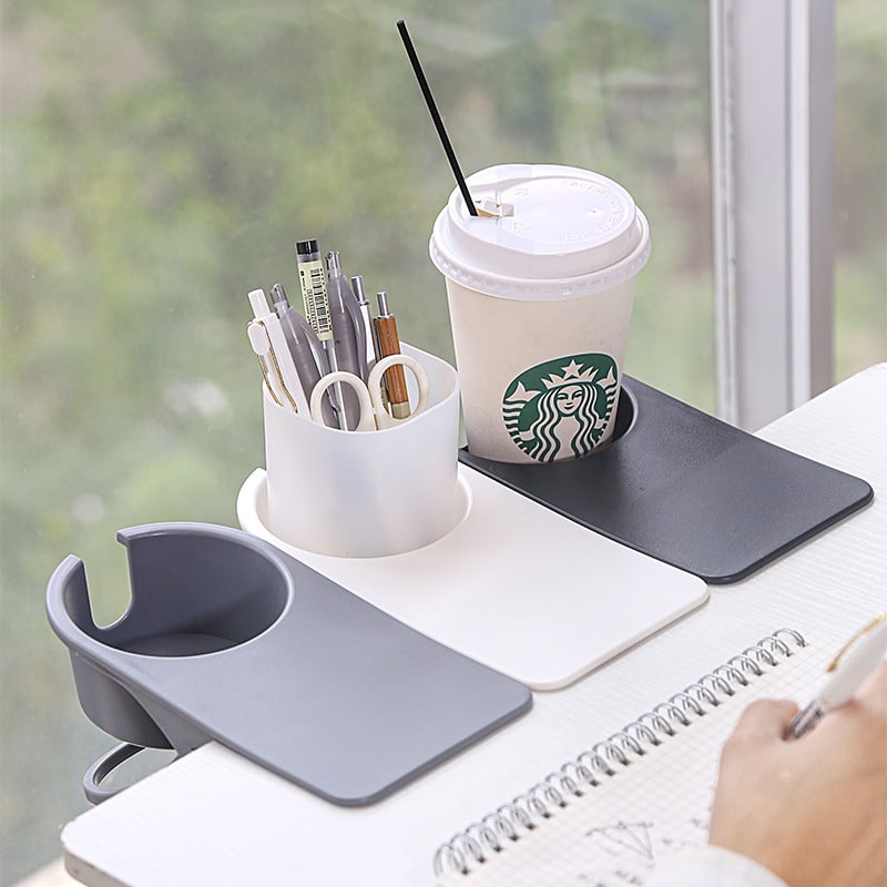 Desk Organizer Clip-On Cup Holder Plastic Tray - Image 1