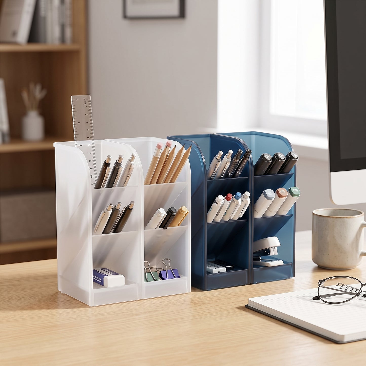 Desk Organizer Pen Holder Desktop Translucent Plastic - hero