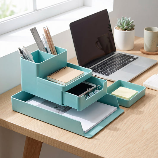 Desk Organizer Pen Holder Modular Desktop Storage Compartment Set - Image 1