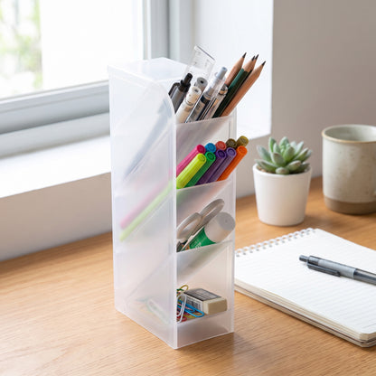 Desk Organizer Pen Holder Desktop Translucent Plastic - in-use