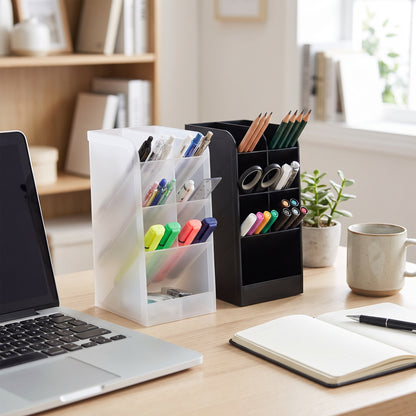 Desk Organizer Pen Holder Desktop Translucent Plastic - in-use