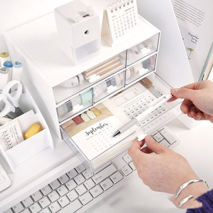 Desk Organizer Office Drawer Stackable White Plastic - Image 4