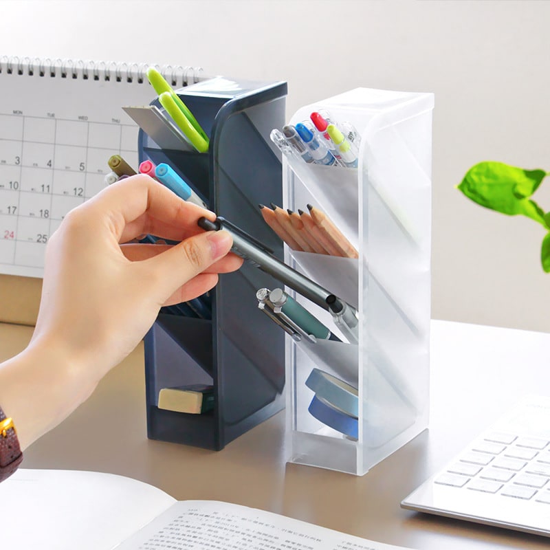 Desk Organizer Pen Holder Desktop Translucent Plastic - Image 2