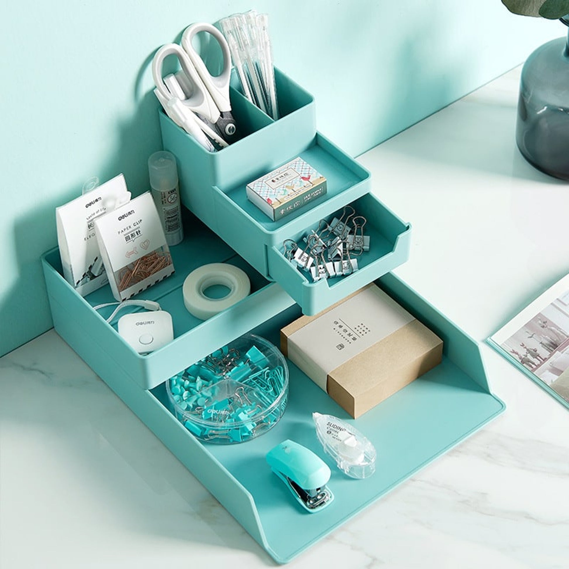 Desk Organizer Pen Holder Modular Desktop Storage Compartment Set - Image 3