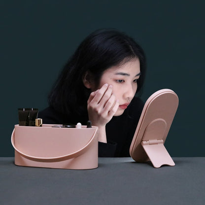 Desk Organizer Portable Cosmetic Box Mirror Handle - Image 10