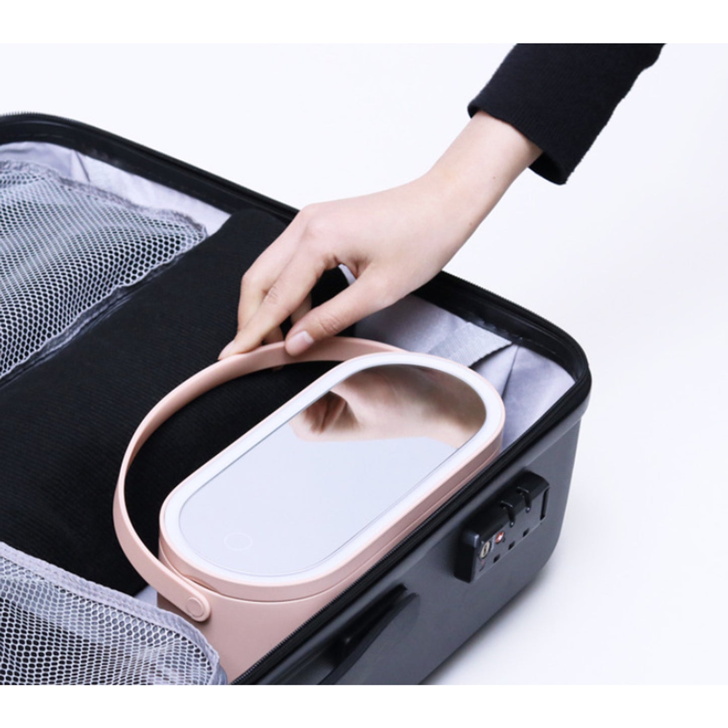 Desk Organizer Portable Cosmetic Box Mirror Handle - Image 2