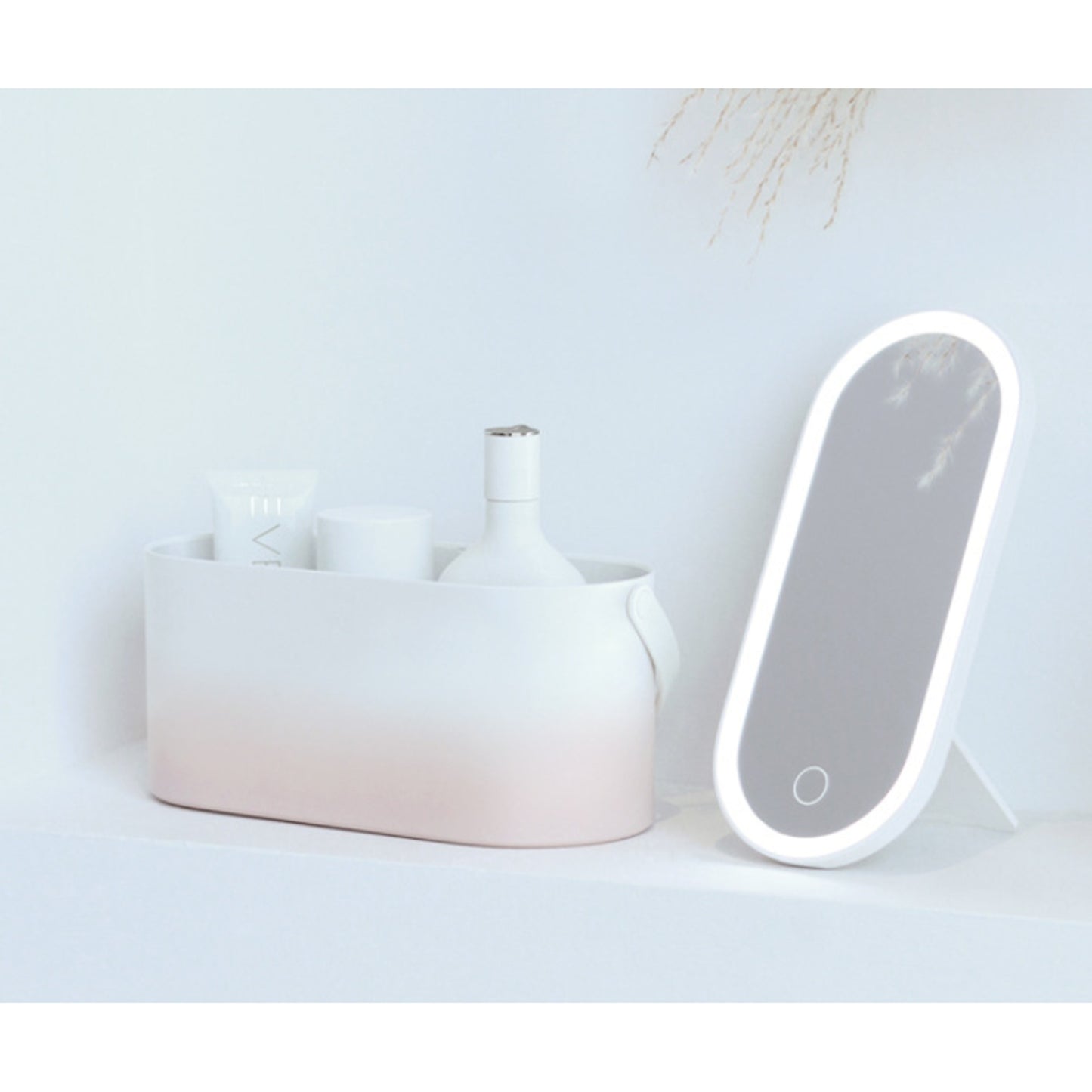 Desk Organizer Portable Cosmetic Box Mirror Handle - Image 4
