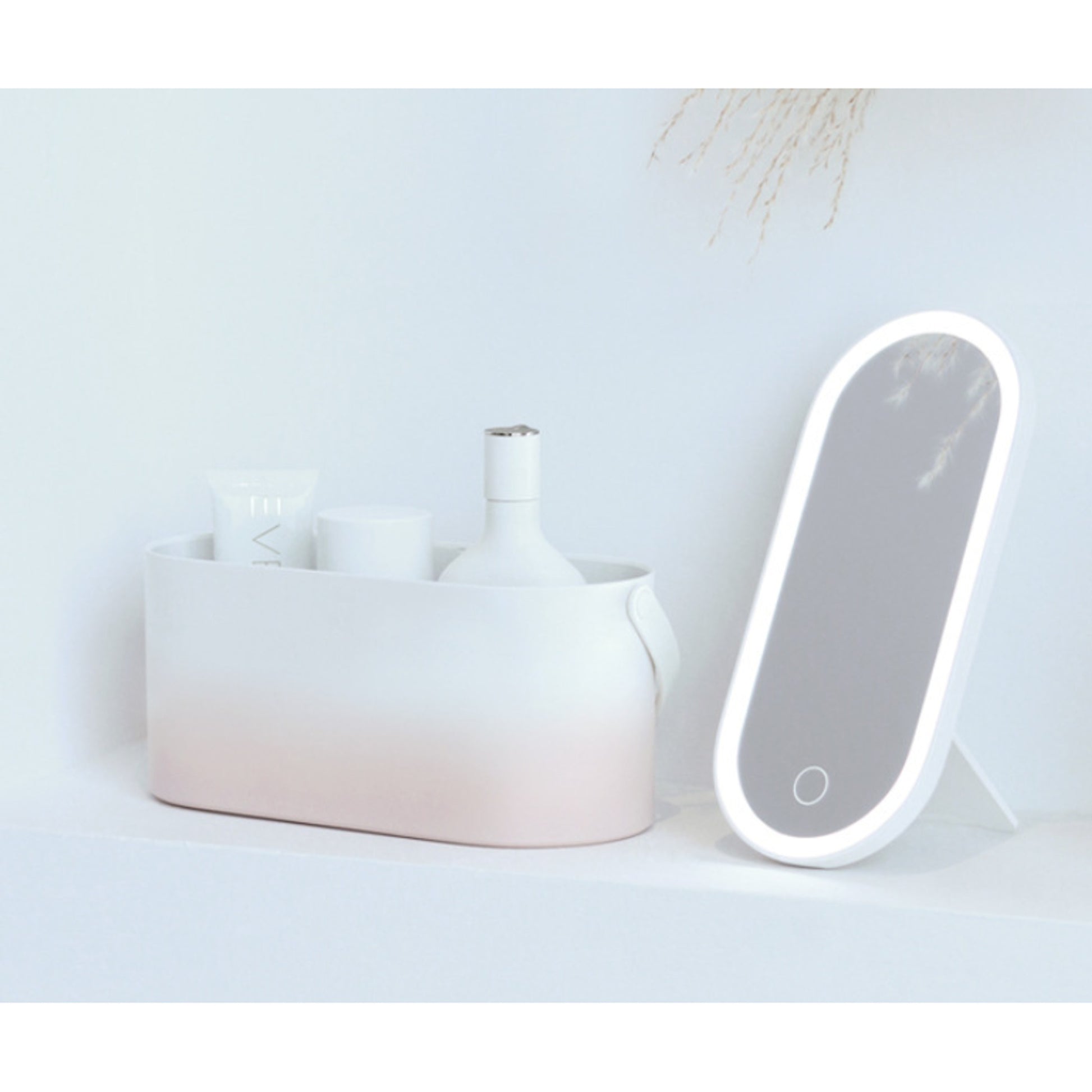 Desk Organizer Portable Cosmetic Box Mirror Handle - Image 4