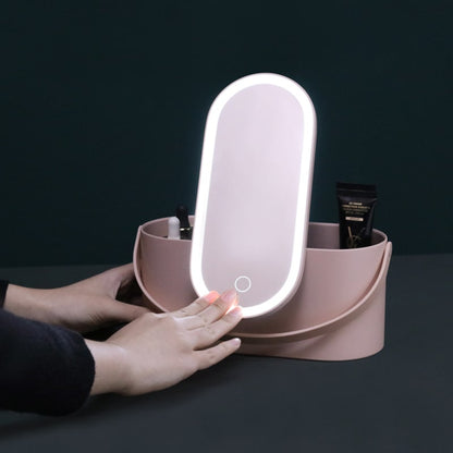 Desk Organizer Portable Cosmetic Box Mirror Handle - Image 9
