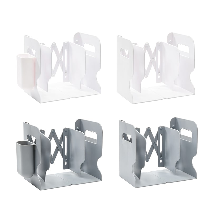 Desk Organizer Retractable Bookends Plastic Pen Holder - Image 1