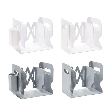 Desk Organizer Retractable Bookends Plastic Pen Holder - Image 1