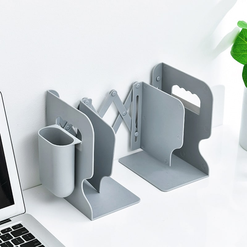 Desk Organizer Retractable Bookends Plastic Pen Holder - Image 11