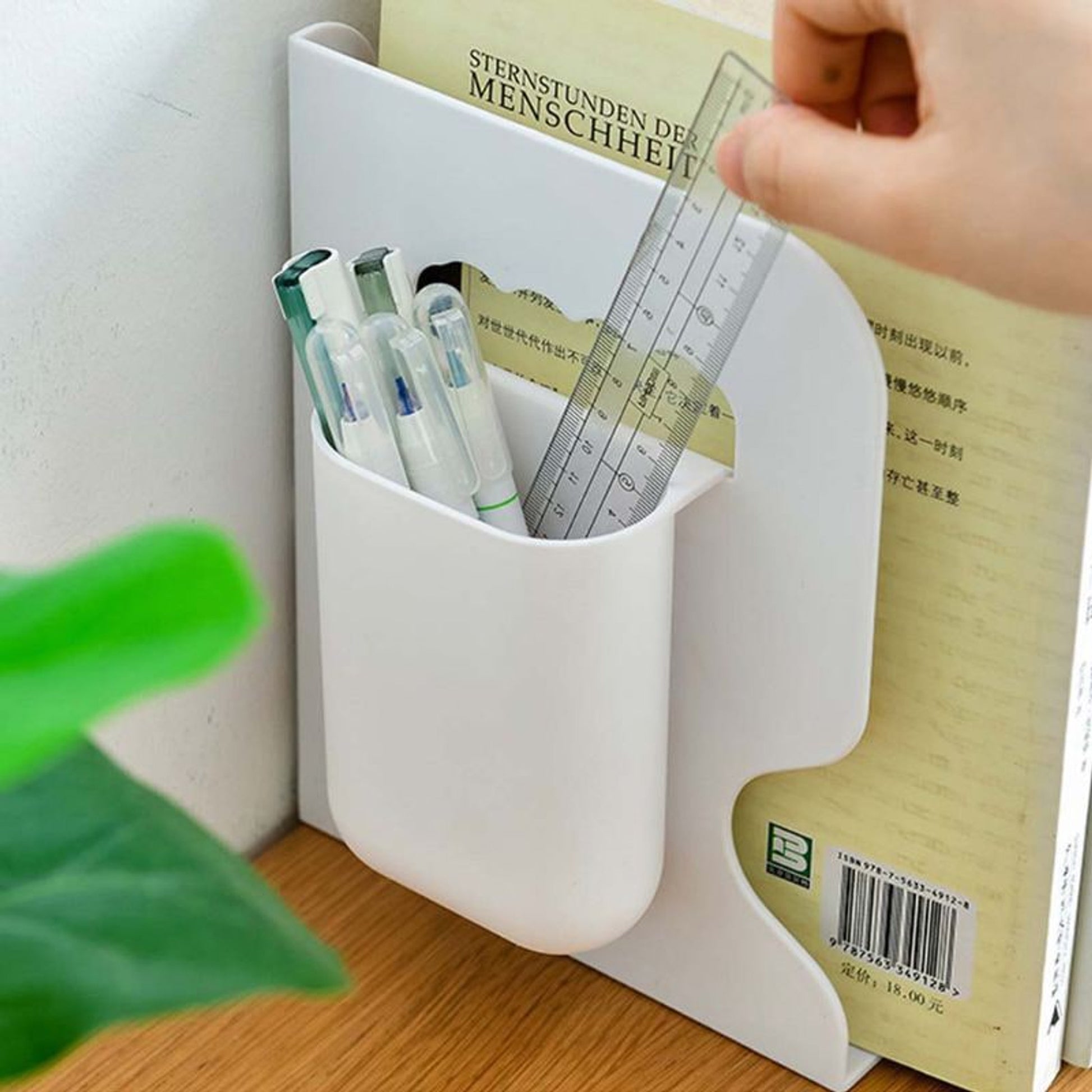 Desk Organizer Retractable Bookends Plastic Pen Holder - Image 12