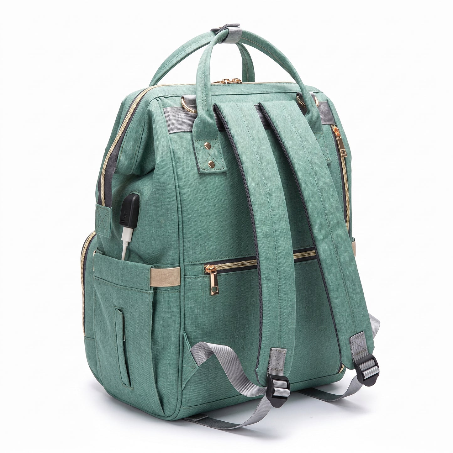 Backpack Insulated Diaper Bag Baby Stroller USB Travel - angle
