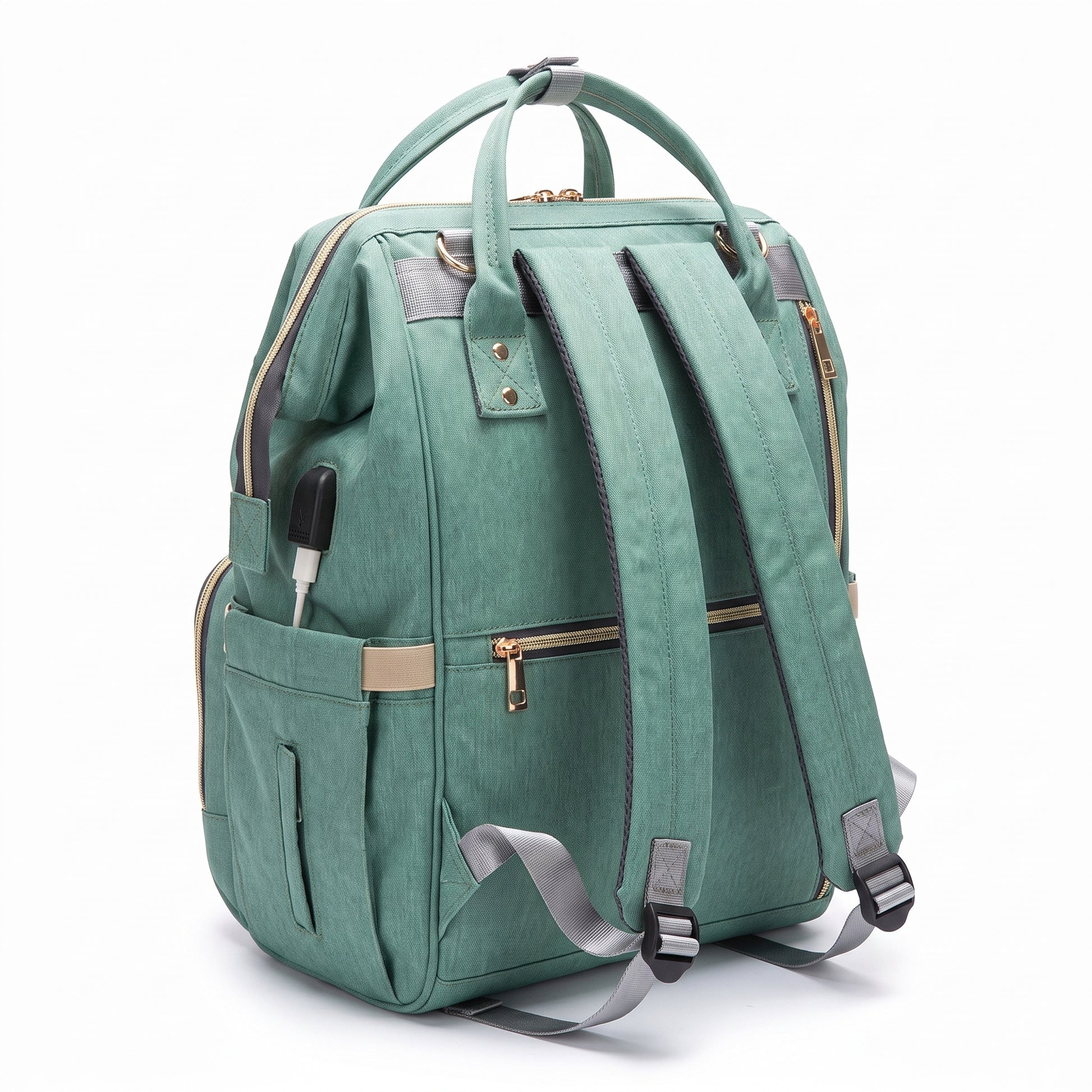 Backpack Insulated Diaper Bag Baby Stroller USB Travel - angle