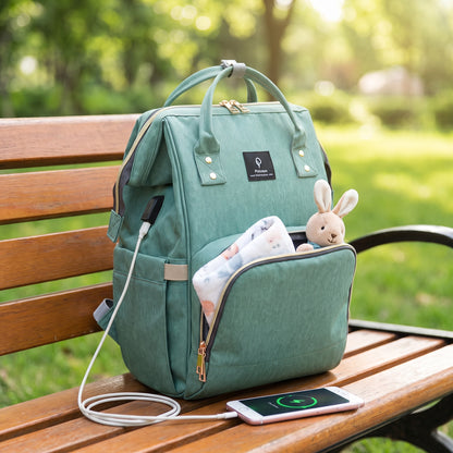 Backpack Insulated Diaper Bag Baby Stroller USB Travel - hero
