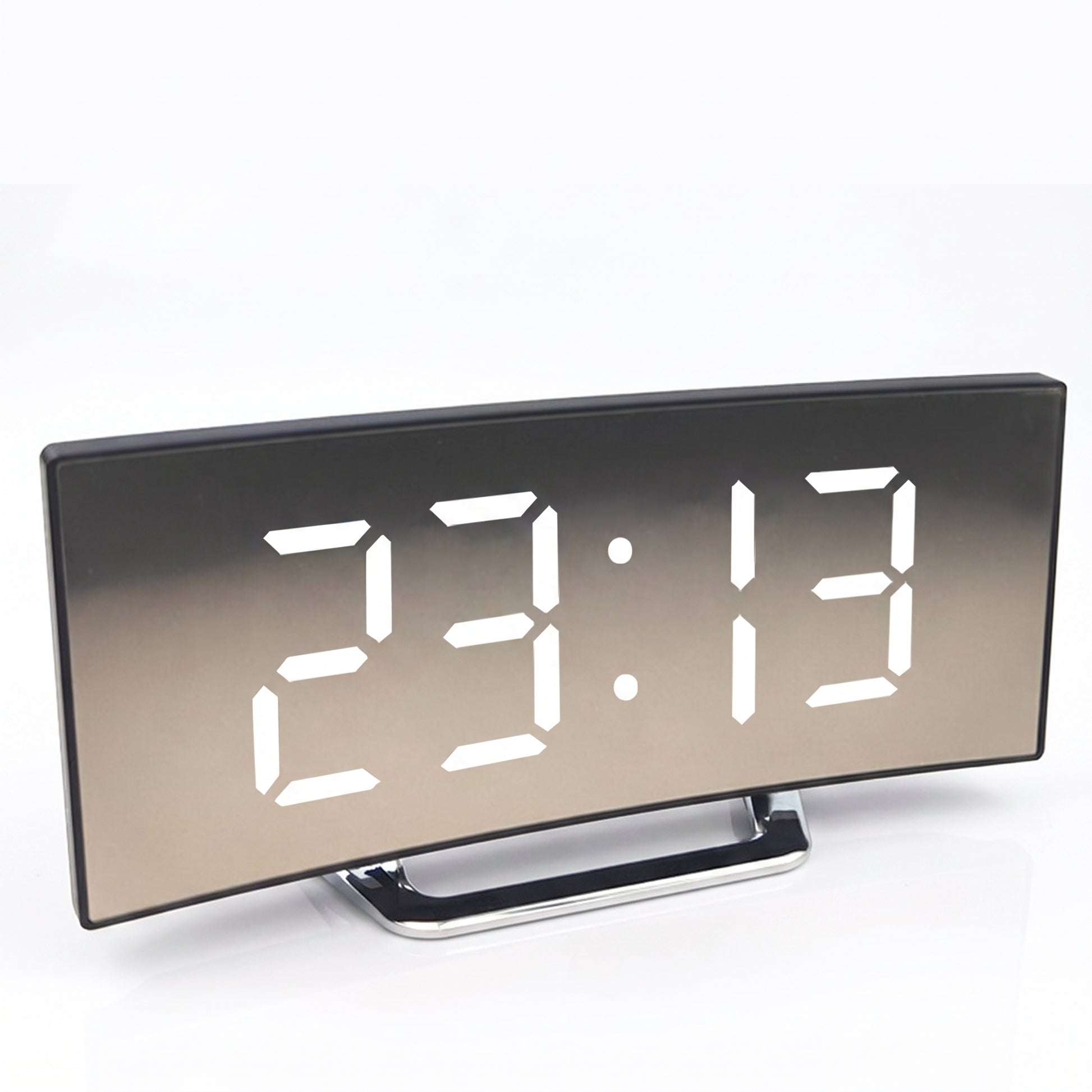 Digital Alarm Clock Set Mirror Snooze Curved - studio