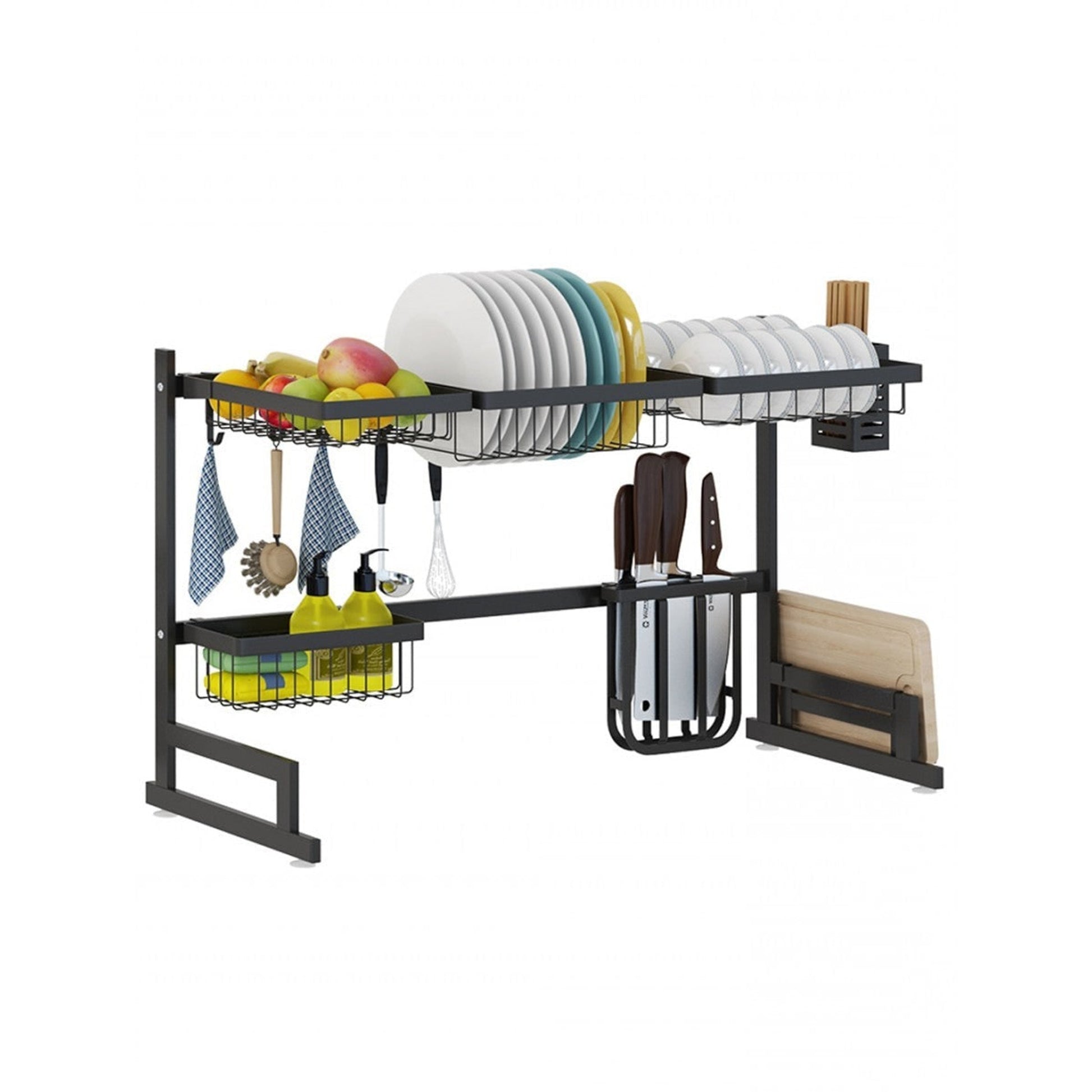 Dish Drying Rack Over Kitchen Sink With Multi-Tier Storage Holds Up To 80 Lbs Water Drips Directly Into Huge Room Saving Design - Image 1