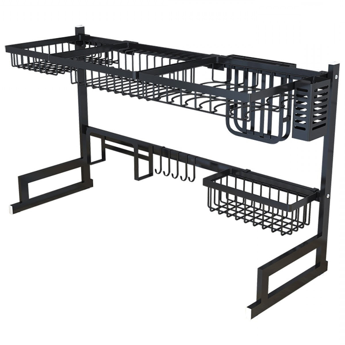 Dish Drying Rack Over Kitchen Sink With Multi-Tier Storage Holds Up To 80 Lbs Water Drips Directly Into Huge Room Saving Design - Image 4