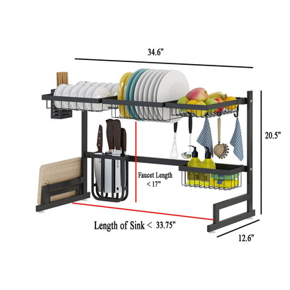 Dish Drying Rack Over Kitchen Sink With Multi-Tier Storage Holds Up To 80 Lbs Water Drips Directly Into Huge Room Saving Design - Image 7