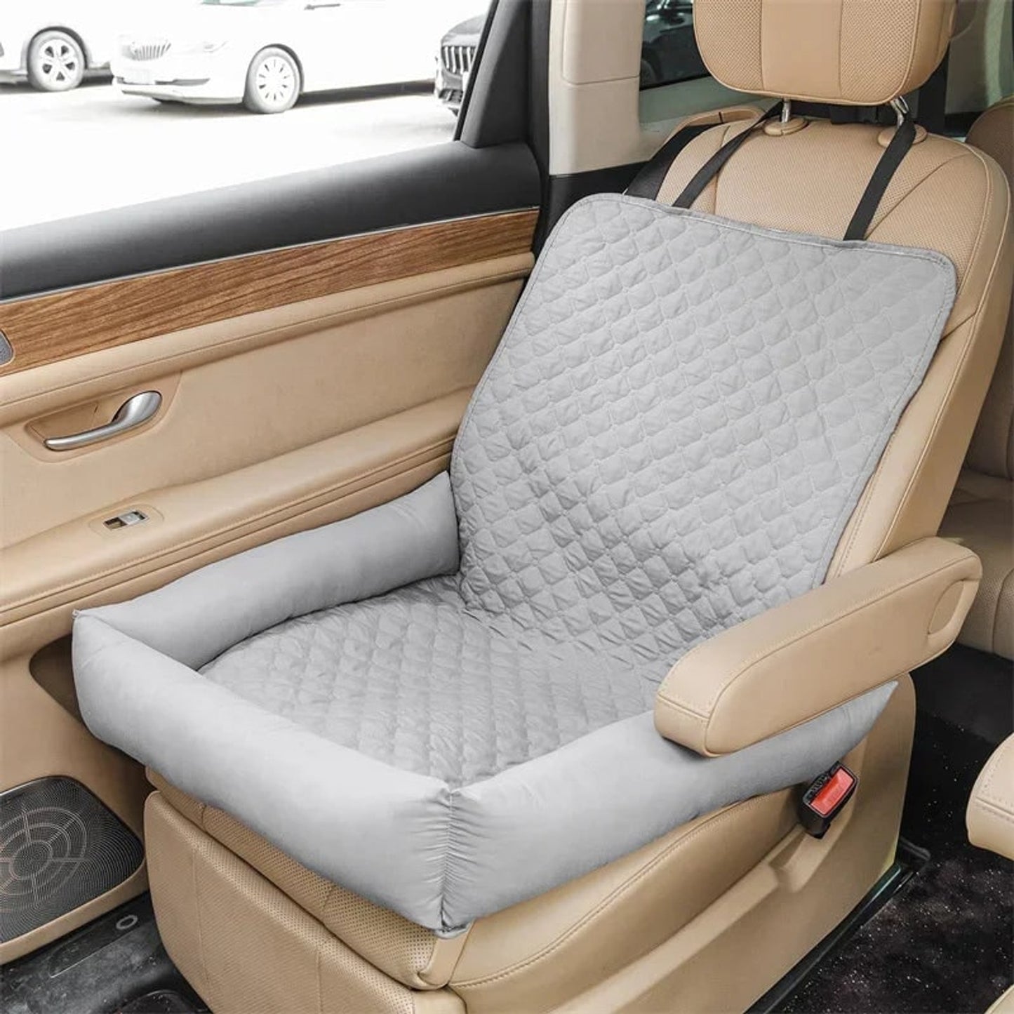 Dog Car Seat Cover Pet Protector Quilted Padded With Raised Sides For Backseat - Image 7