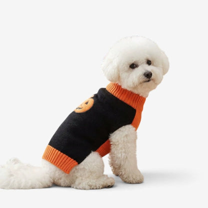 Dog Clothes Knitted Pullover Halloween Sweater Pumpkins - Image 1