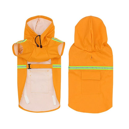 Dog Jacket Raincoat Hooded With Reflective Stripes And Adjustable Strap - Image 3