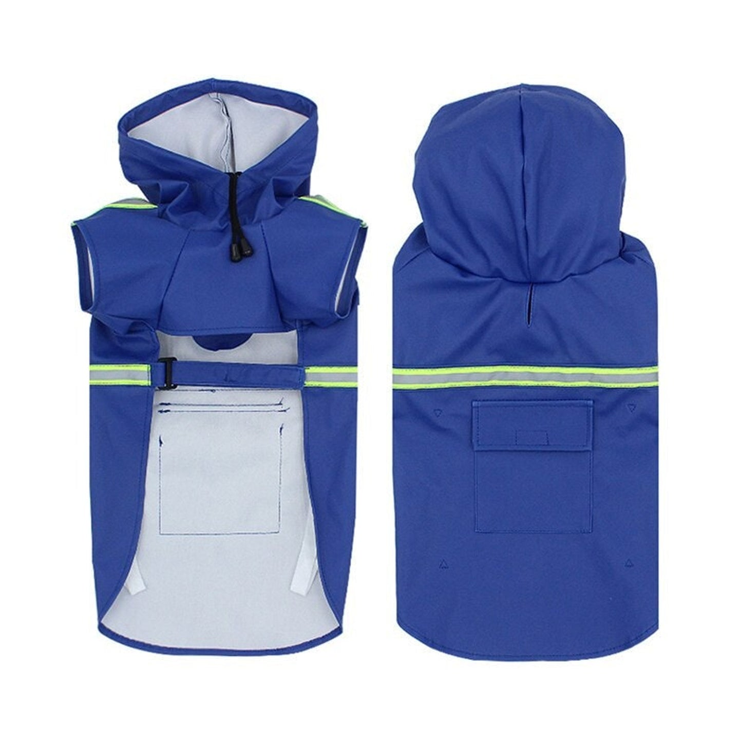 Dog Jacket Raincoat Hooded With Reflective Stripes And Adjustable Strap - Image 6