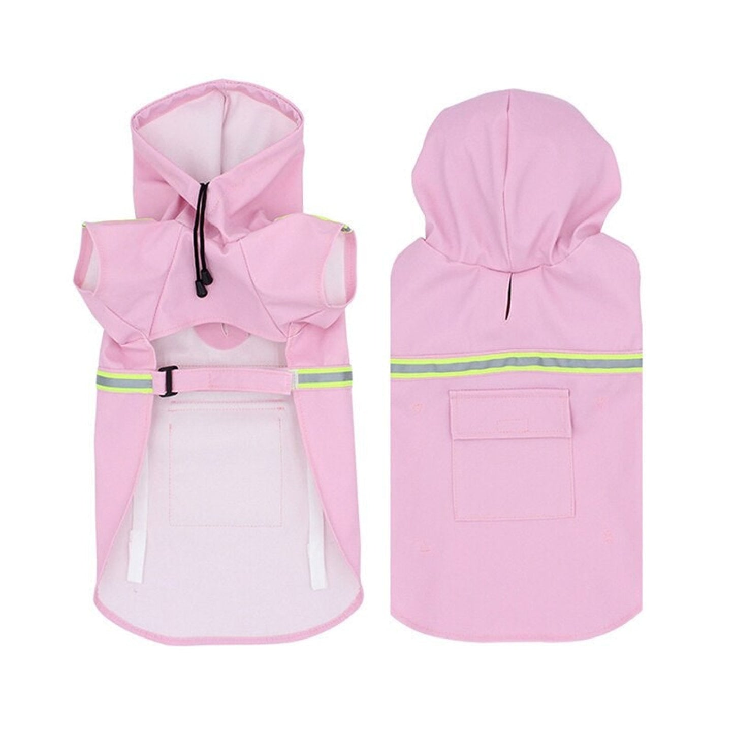 Dog Jacket Raincoat Hooded With Reflective Stripes And Adjustable Strap - Image 5