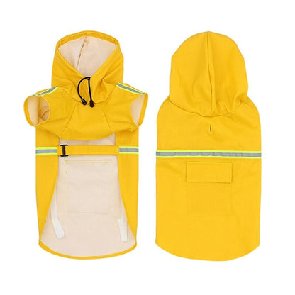 Dog Jacket Raincoat Hooded With Reflective Stripes And Adjustable Strap - Image 4