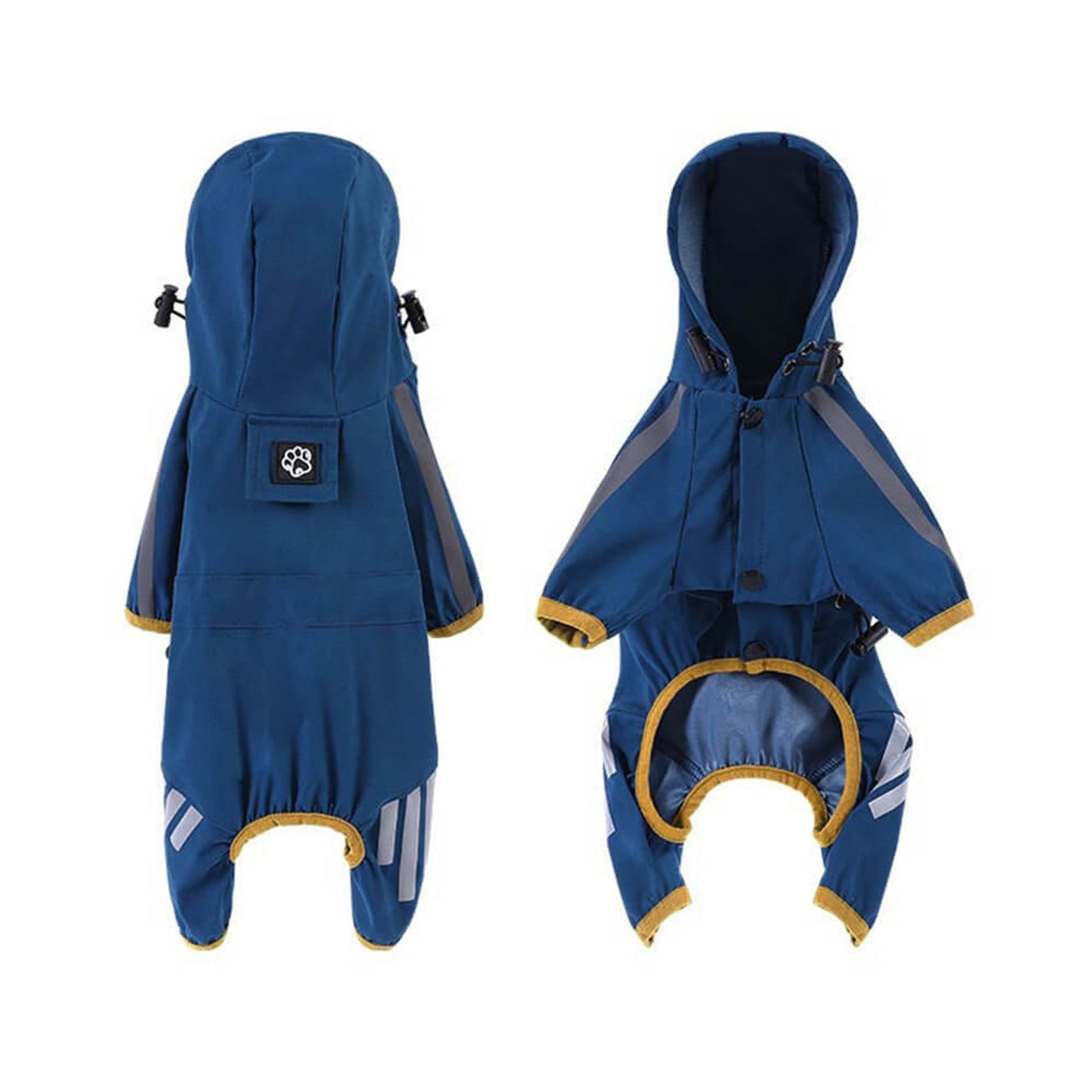 Dog Raincoat Full-Body Hooded Waterproof Rain Jacket With Reflective Strips - Image 11