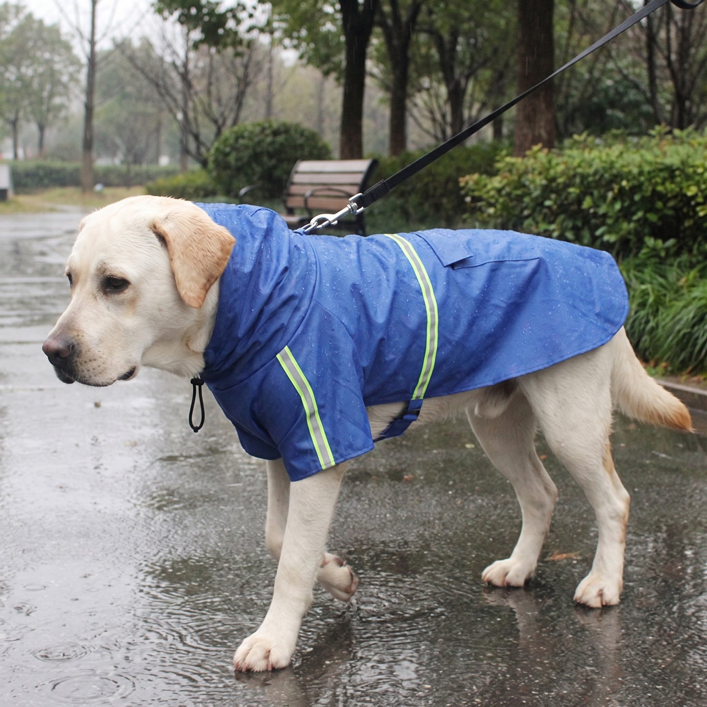 Dog Raincoat Waterproof Rain Jacket With Hood And Reflective Strips For Pets - hero