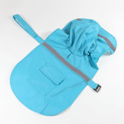 Dog Raincoat Hooded Poncho With Reflective Strip And Back Pocket Waterproof Rain Jacket - Image 4