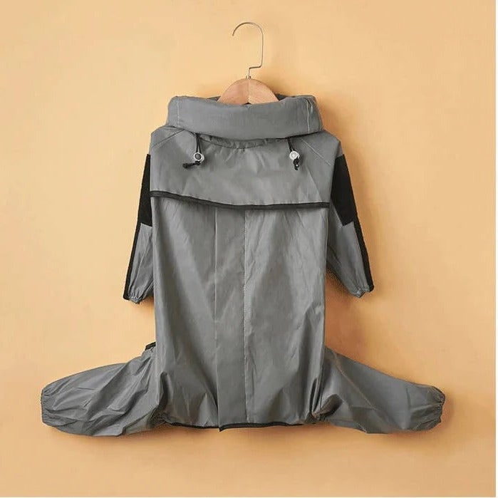 Dog Raincoat Waterproof Full Body Rain Jacket With Hood For Pets Grey Black Accents - Image 5