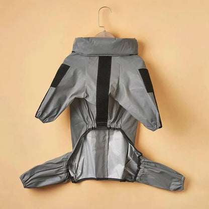 Dog Raincoat Waterproof Full Body Rain Jacket With Hood For Pets Grey Black Accents - Image 6