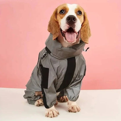 Dog Raincoat Waterproof Full Body Rain Jacket With Hood For Pets Grey Black Accents - Image 8
