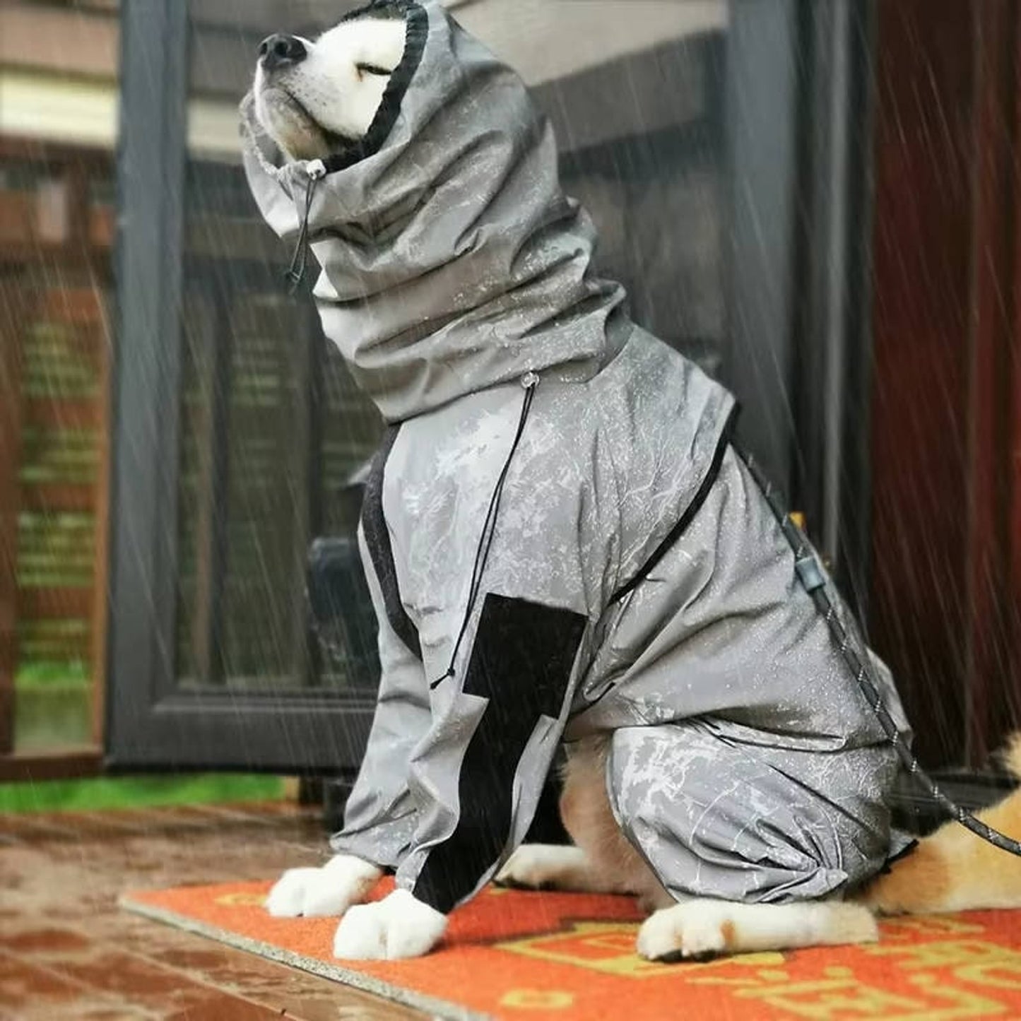 Dog Raincoat Waterproof Full-Body Suit With Hood Reflective Jacket For Pets - Image 1