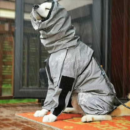 Dog Raincoat Waterproof Full-Body Suit With Hood Reflective Jacket For Pets - Image 1