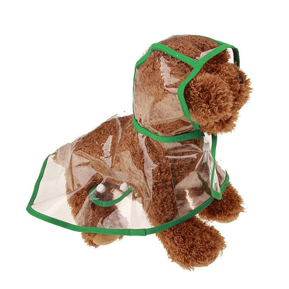 Dog Raincoat Waterproof Jacket Clear Hooded Pet Rain Gear With Colored Trim - Image 1
