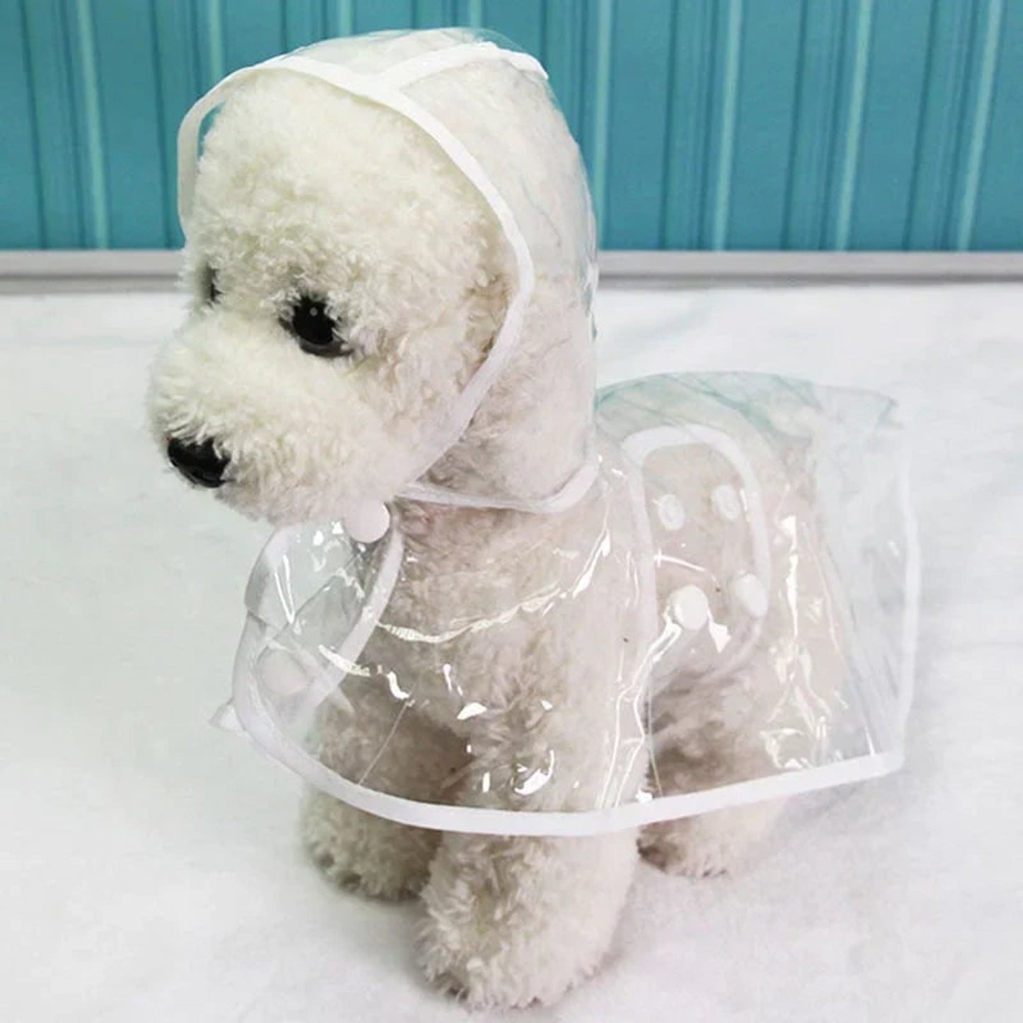 Dog Raincoat Waterproof Jacket Clear Hooded Pet Rain Gear With Colored Trim - Image 11