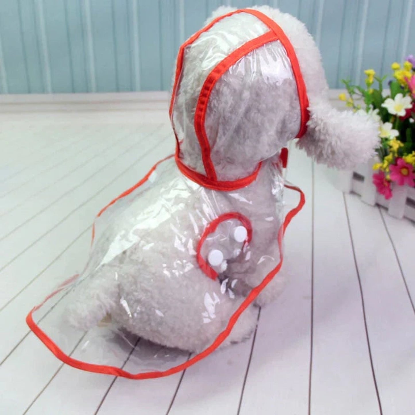 Dog Raincoat Waterproof Jacket Clear Hooded Pet Rain Gear With Colored Trim - Image 15