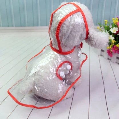 Dog Raincoat Waterproof Jacket Clear Hooded Pet Rain Gear With Colored Trim - Image 16